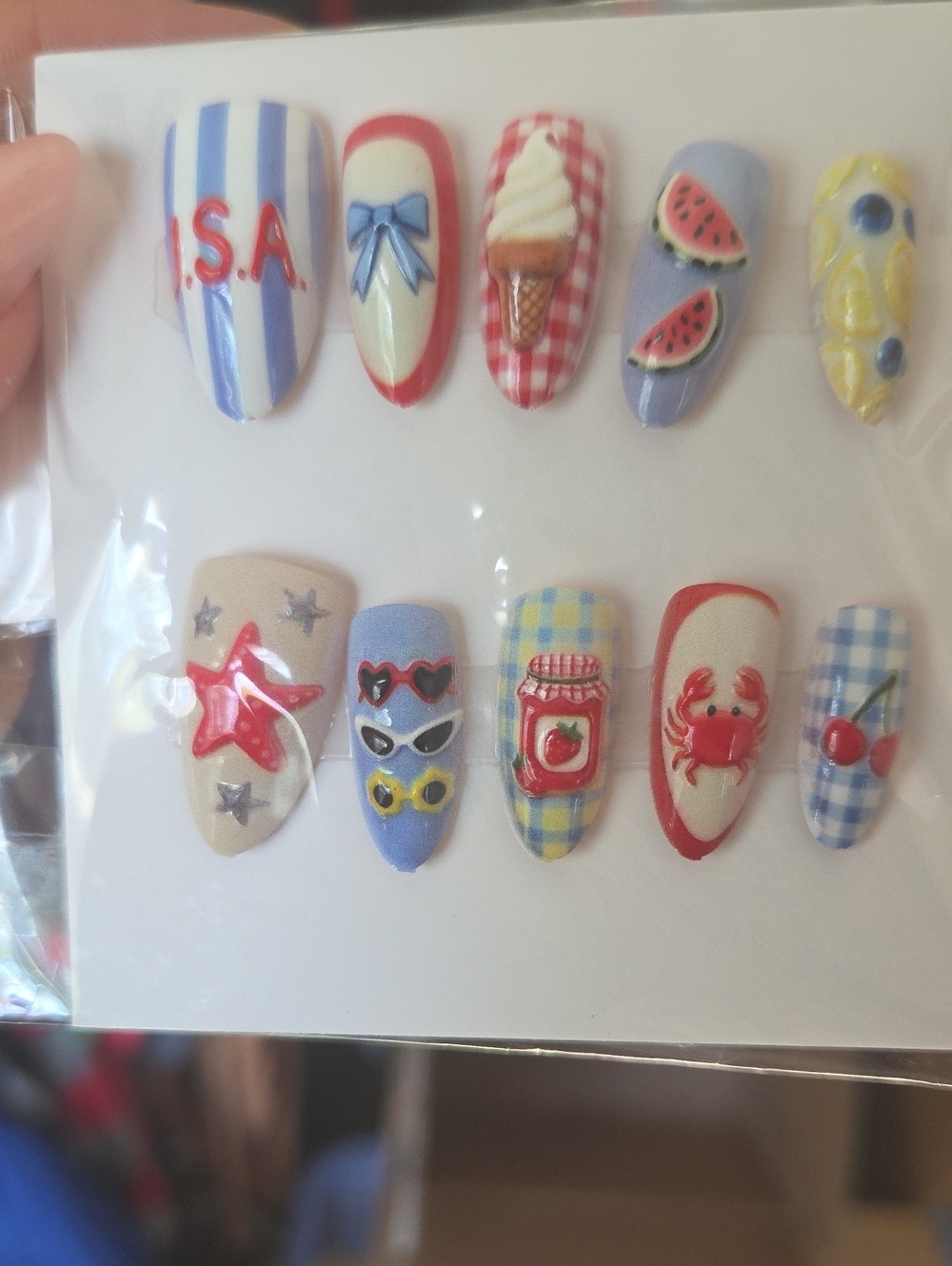Patriotic / Summer Themed Press On Nails - 3d Designs